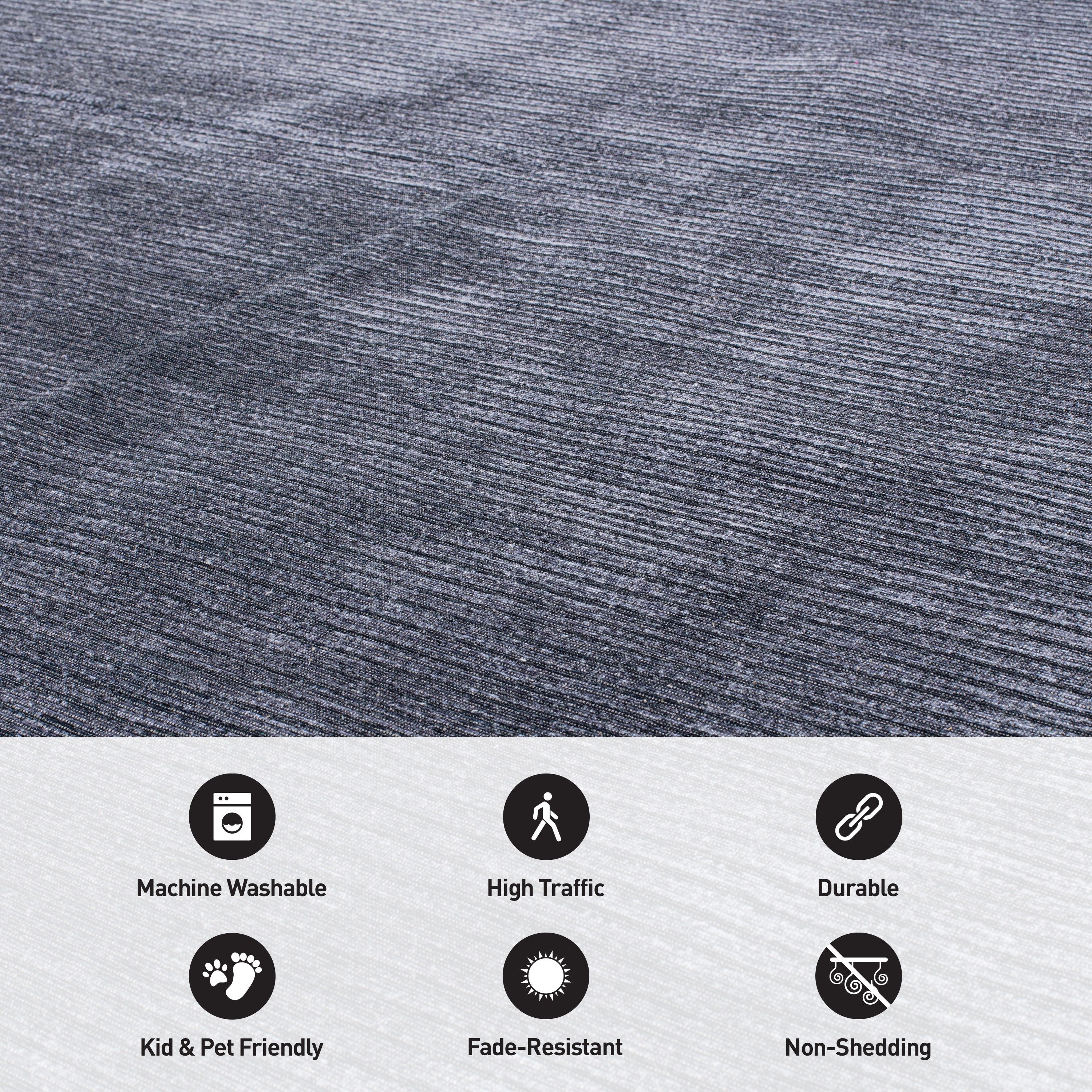 Tapis contemporain à rayures usées lavable en machine