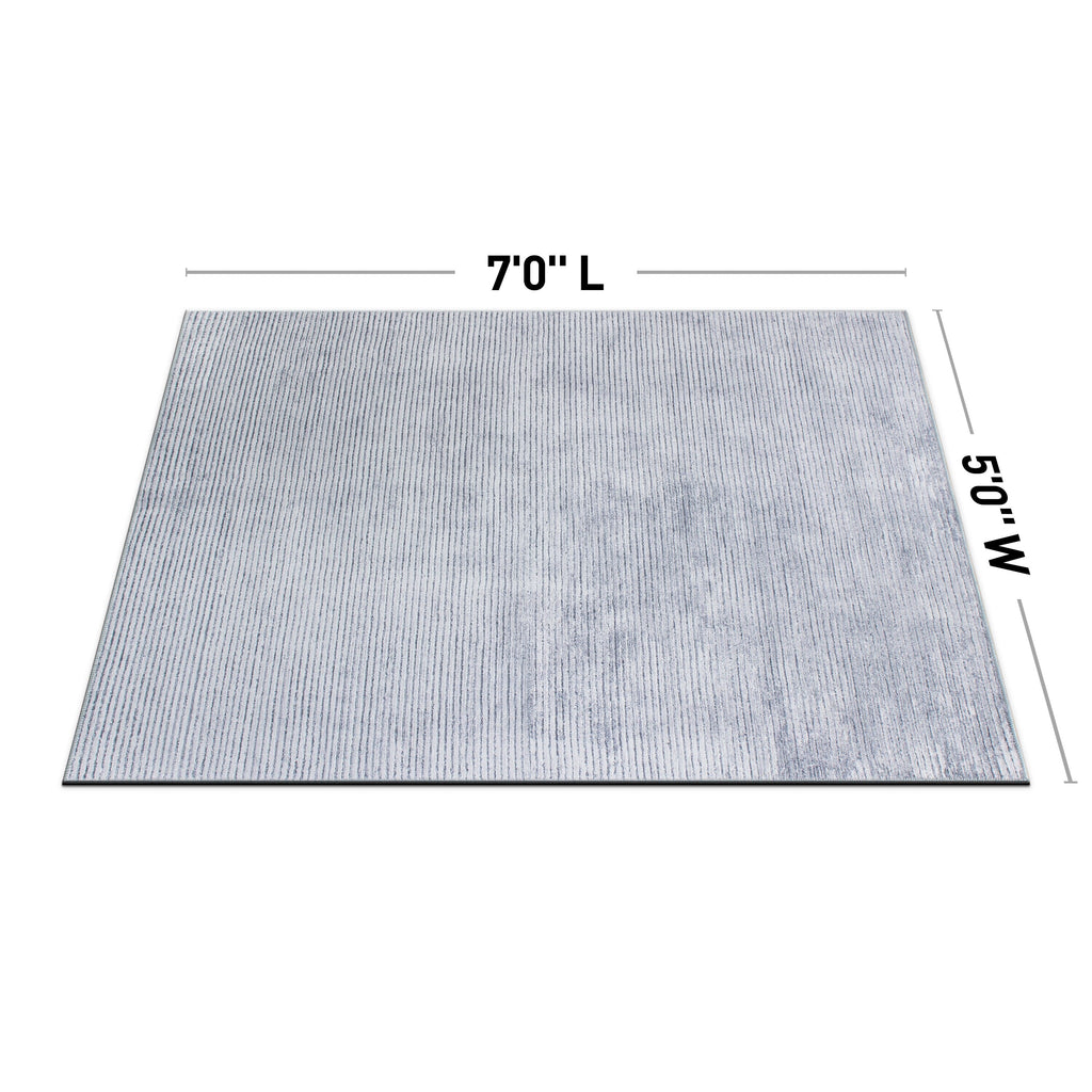 Tapis contemporain à rayures usées lavable en machine