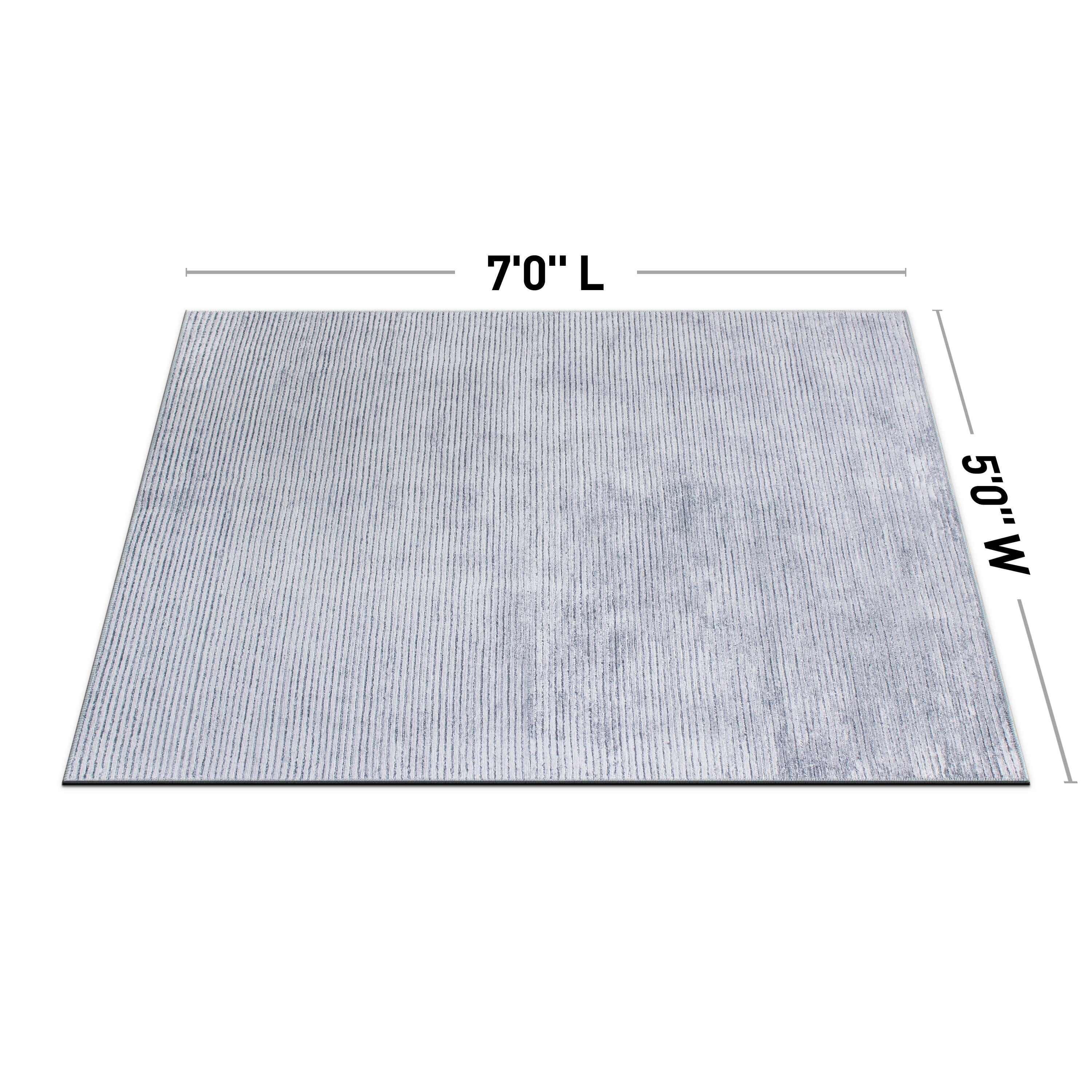 Tapis contemporain à rayures usées lavable en machine