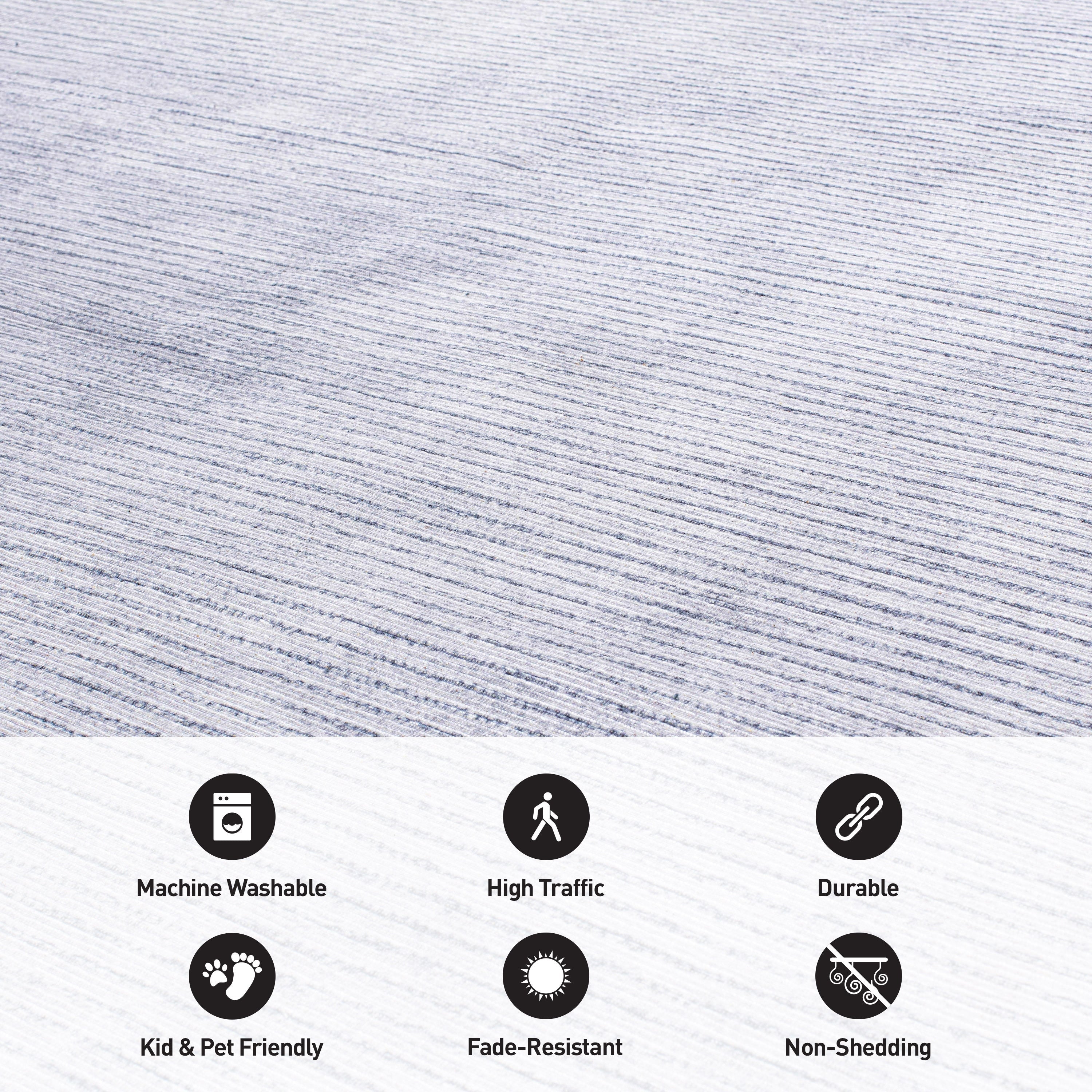 Tapis contemporain à rayures usées lavable en machine