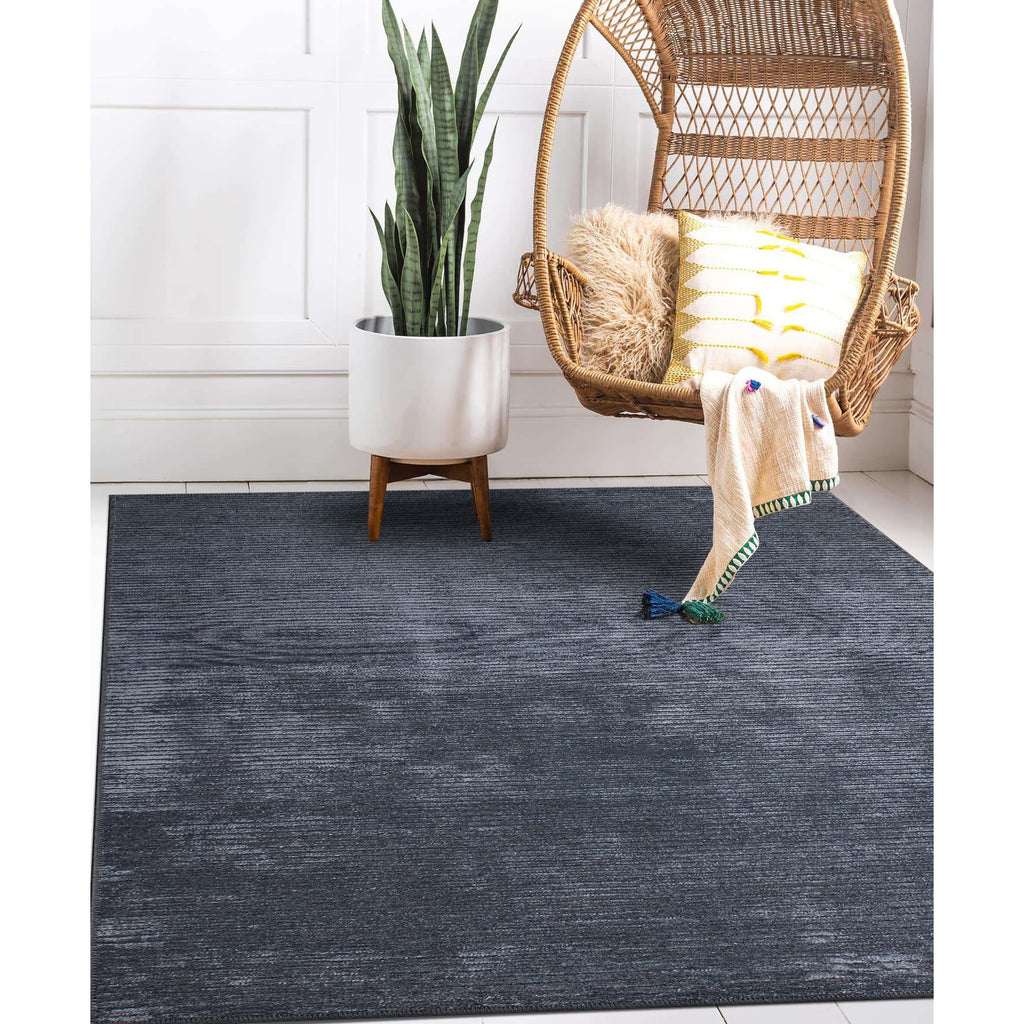 Tapis contemporain à rayures usées lavable en machine