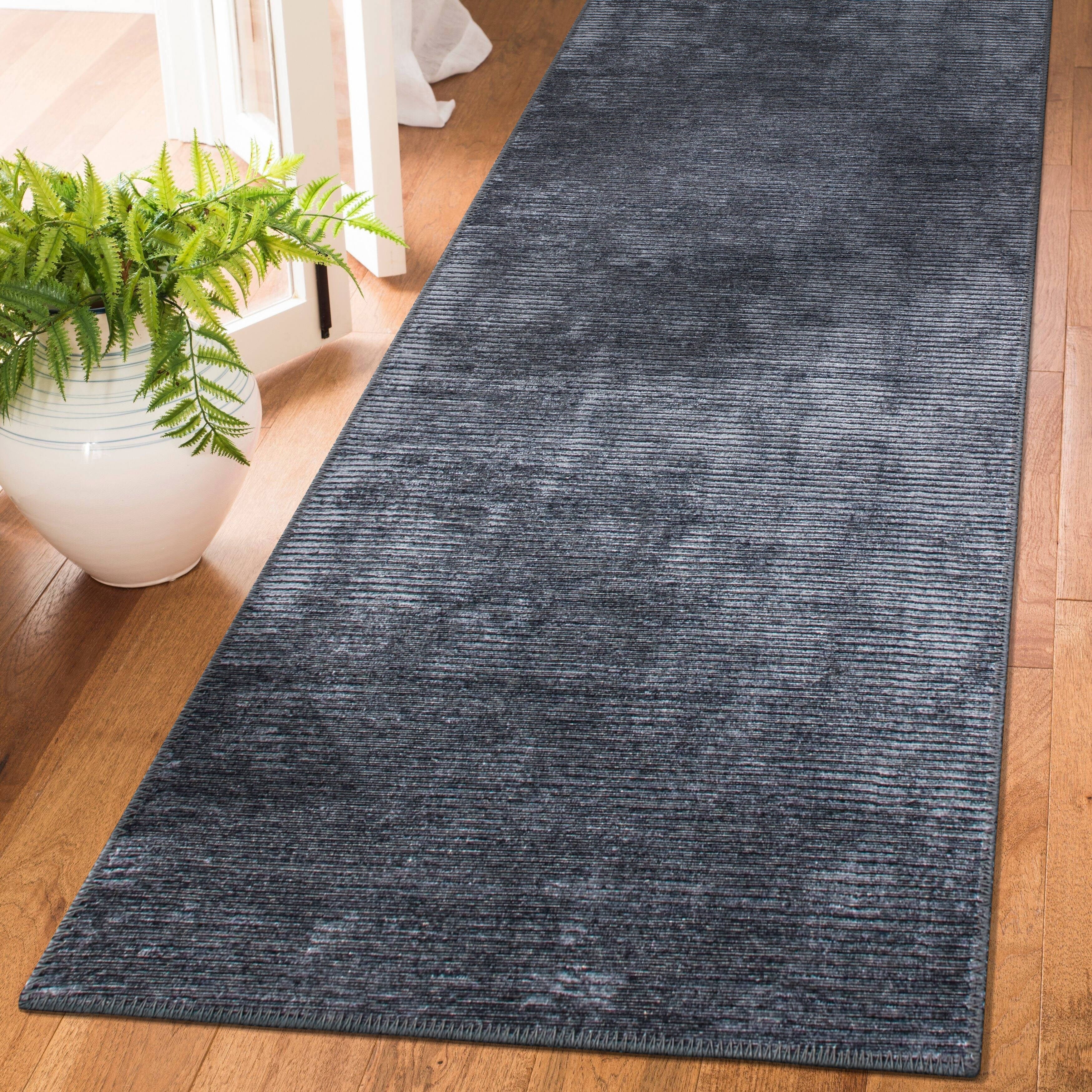 Tapis contemporain à rayures usées lavable en machine