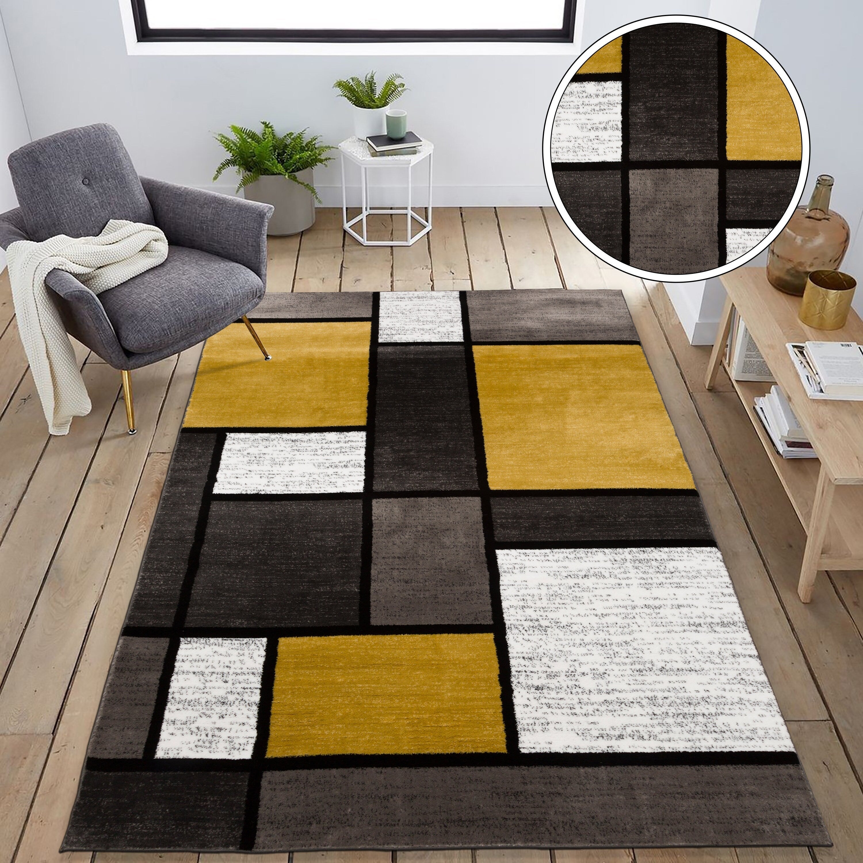 World Rug Gallery Contemporary Modern Boxed Color Block Area Rug
