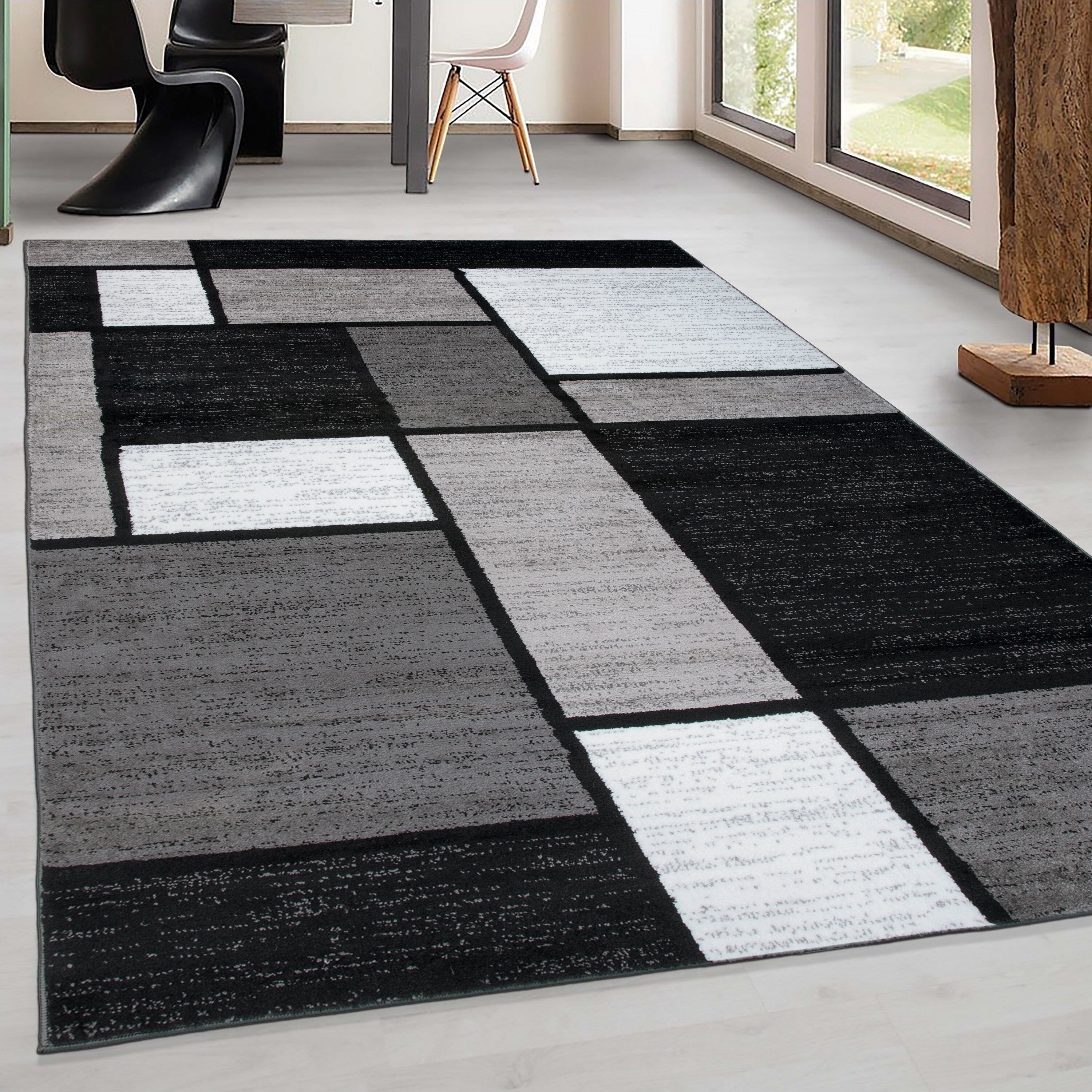 World Rug Gallery Contemporary Modern Boxed Color Block Area Rug