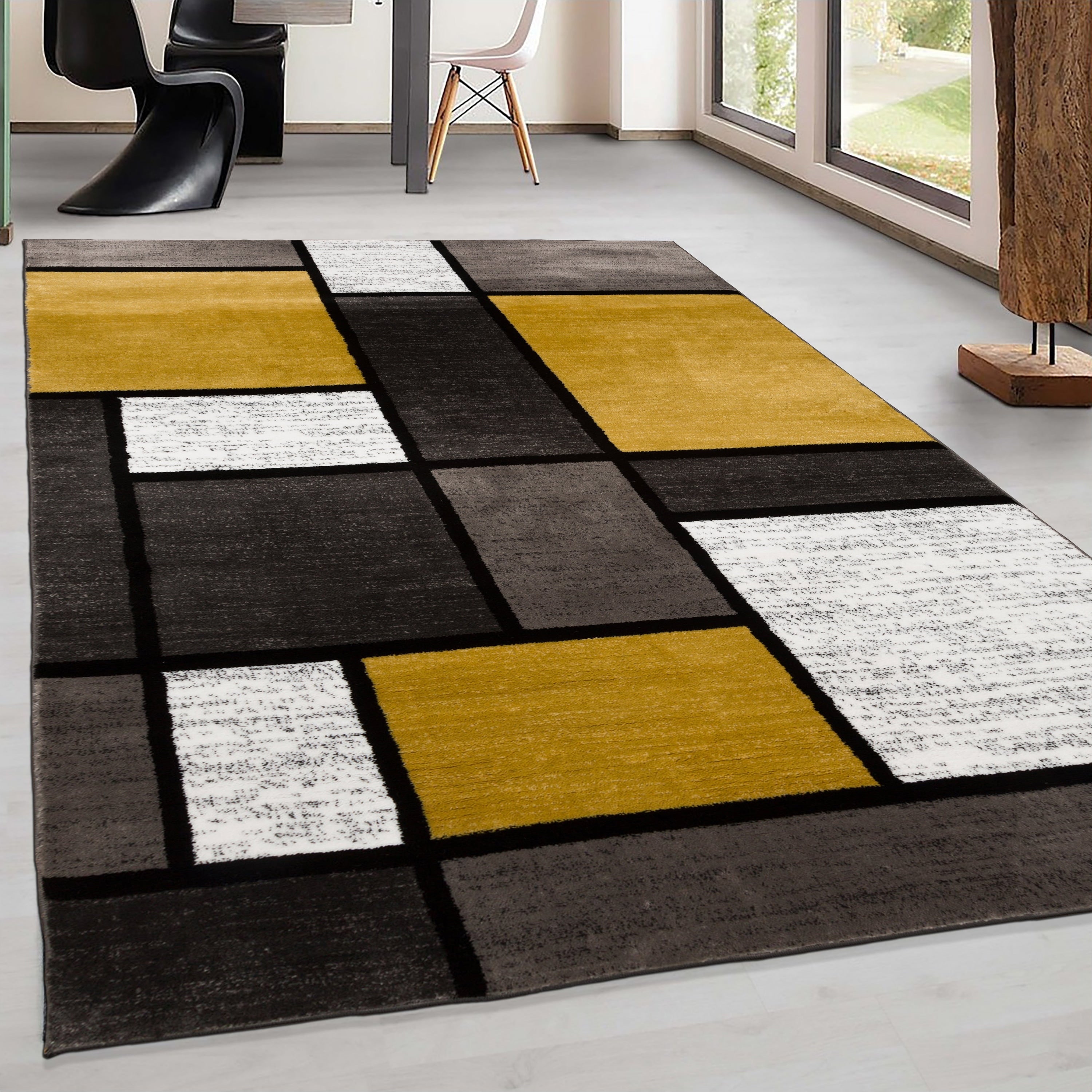 World Rug Gallery Contemporary Modern Boxed Color Block Area Rug