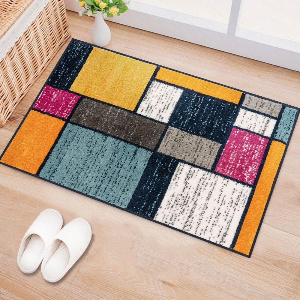 World Rug Gallery Contemporary Modern Boxed Color Block Area Rug