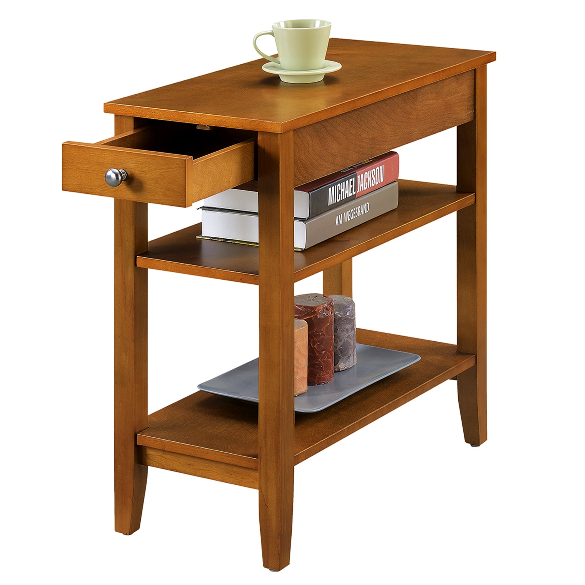 Convenience Concepts American Heritage 1 Drawer Chairside End Table with Shelves