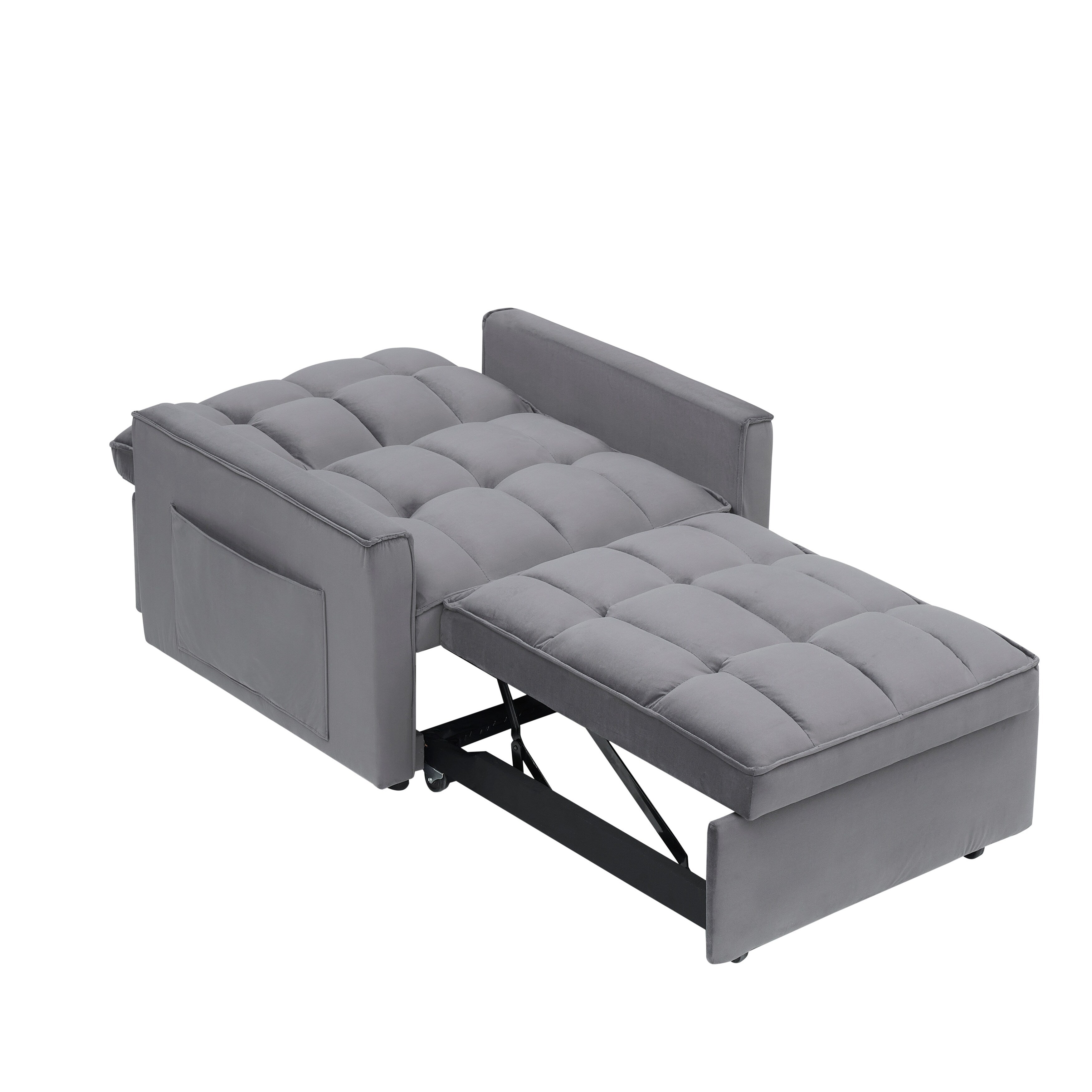 Convertible Sofa Bed with Adjustable Back and Wheel