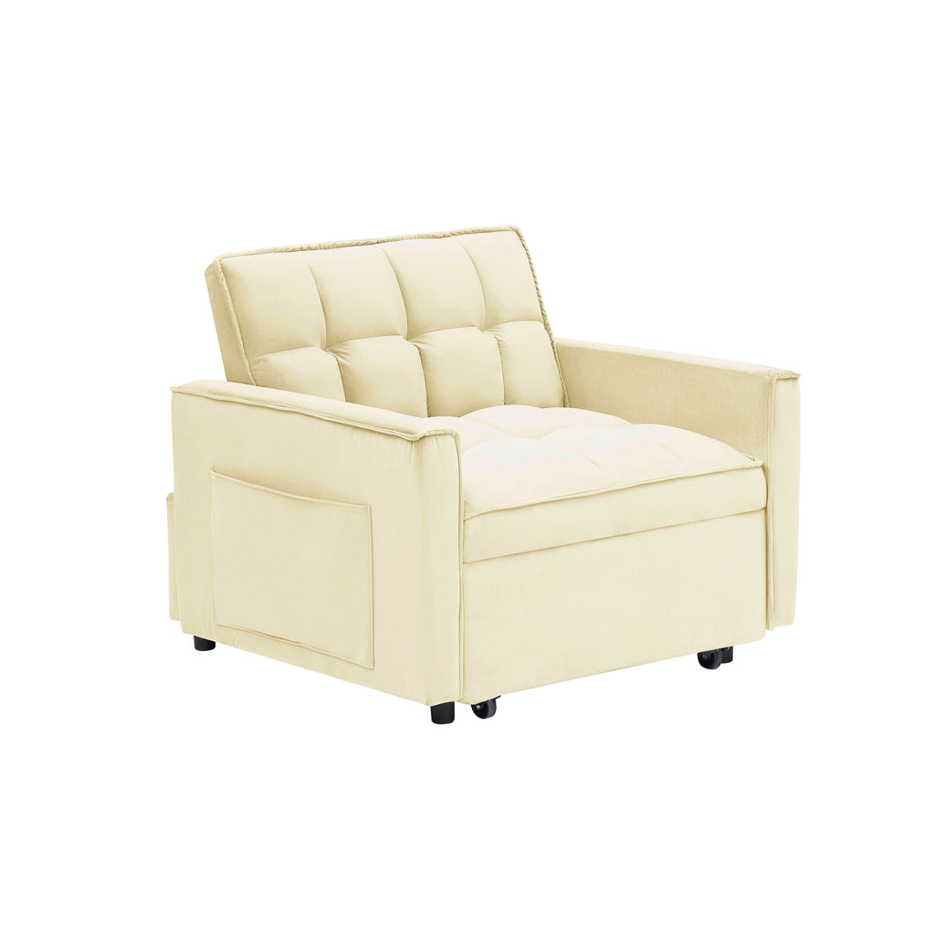 Convertible Sofa Bed with Adjustable Back and Wheel
