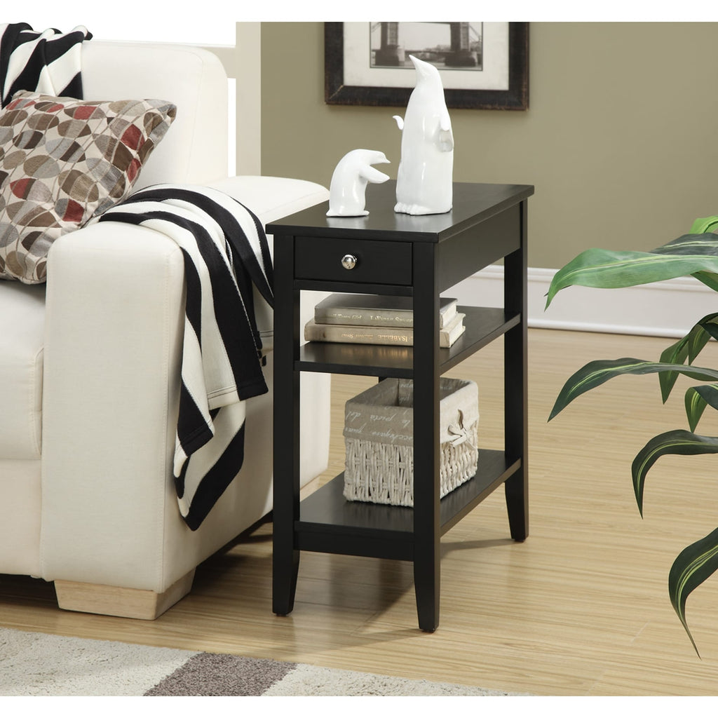 Convenience Concepts American Heritage 1 Drawer Chairside End Table with Shelves