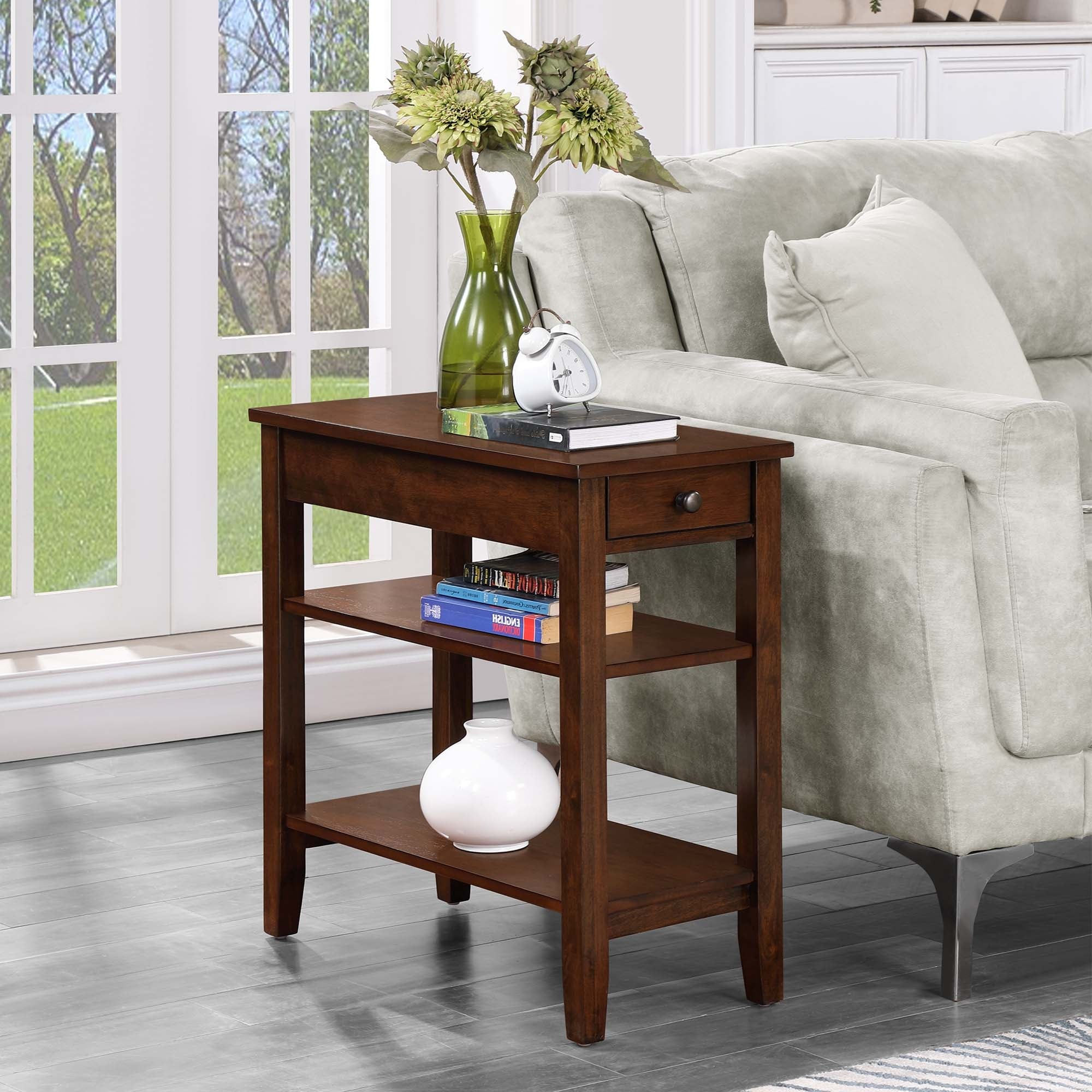 Convenience Concepts American Heritage 1 Drawer Chairside End Table with Shelves