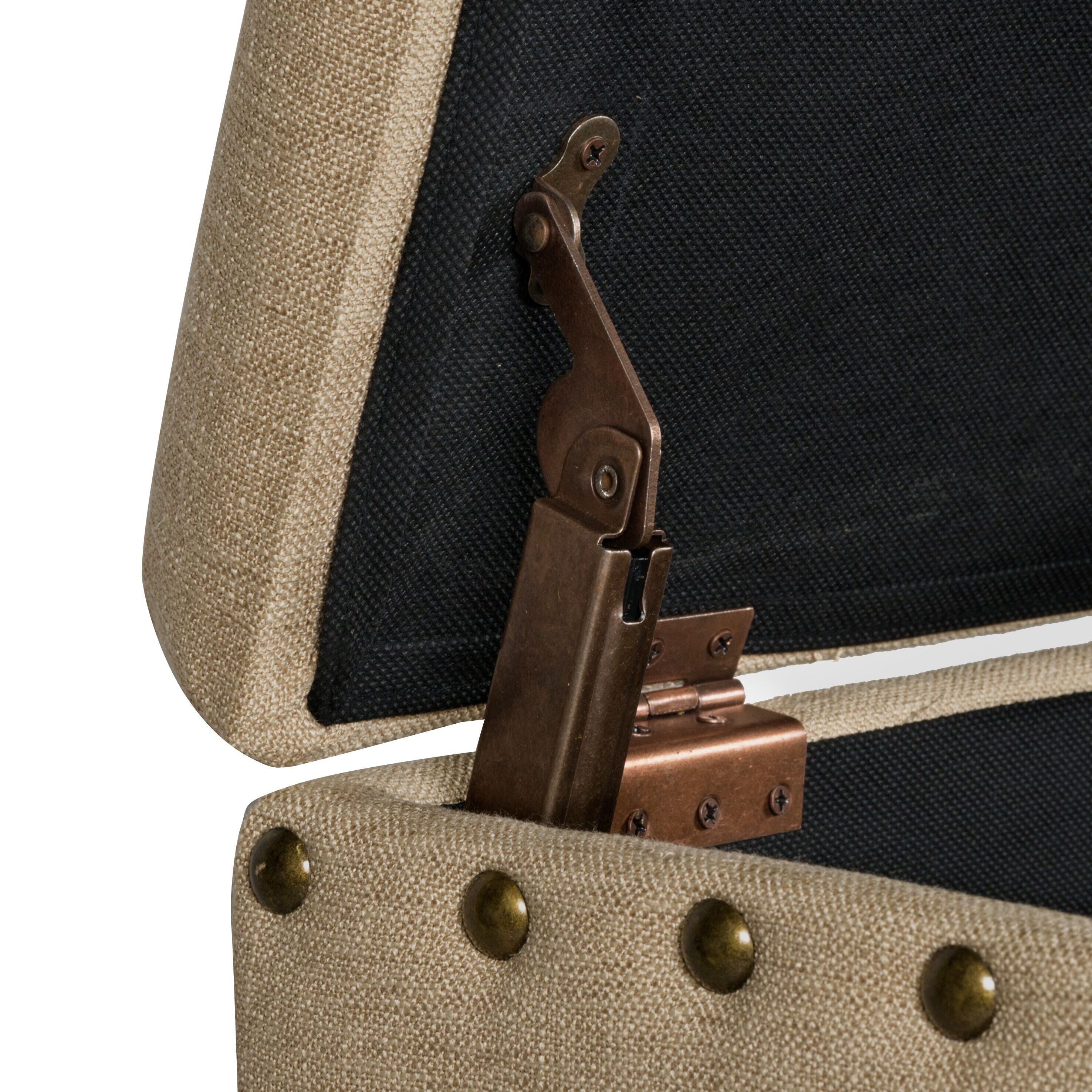 Banc de rangement rembourré Copper Grove Muscari avec bordure cloutée