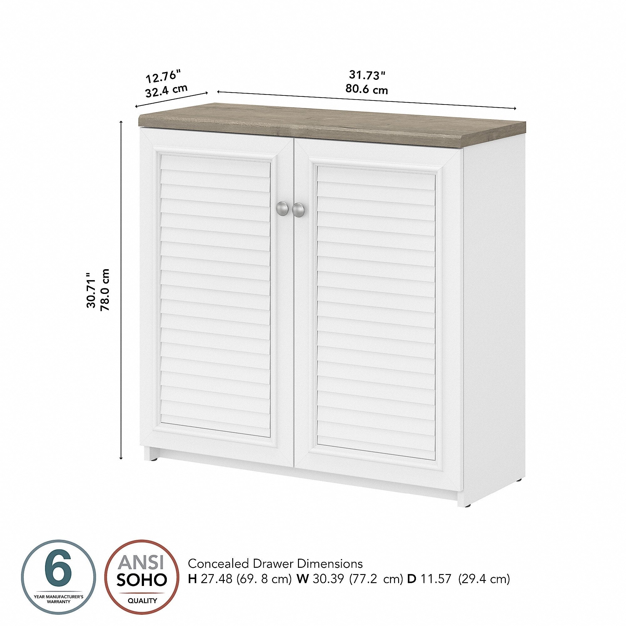 Armoire de rangement Fairview avec portes et étagères par Bush Furniture - 31,73 L x 12,76 l x 30,71 H
