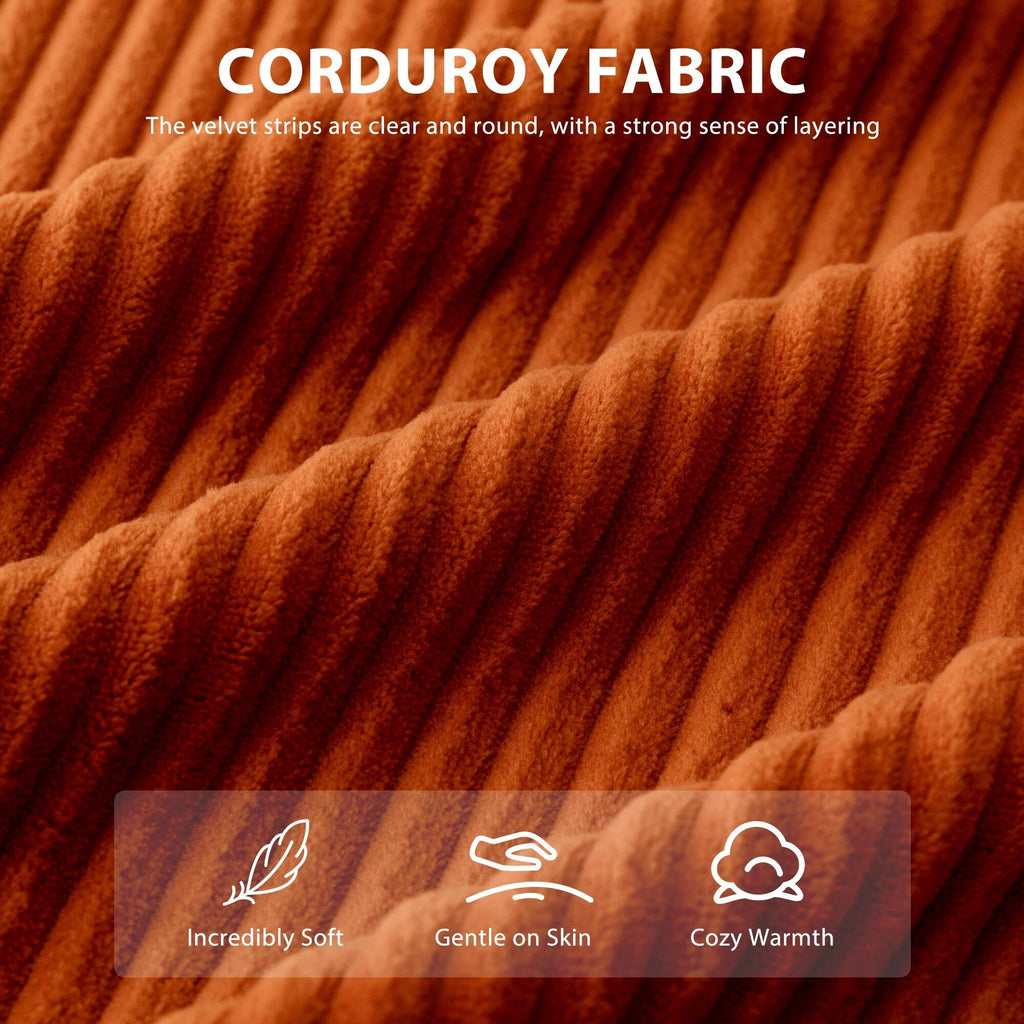 Corduroy Upholstered Memory Foam Sofa With Ottoman Upholstered Bean Bag Couch - 48.4Lx67.7Wx24.4H