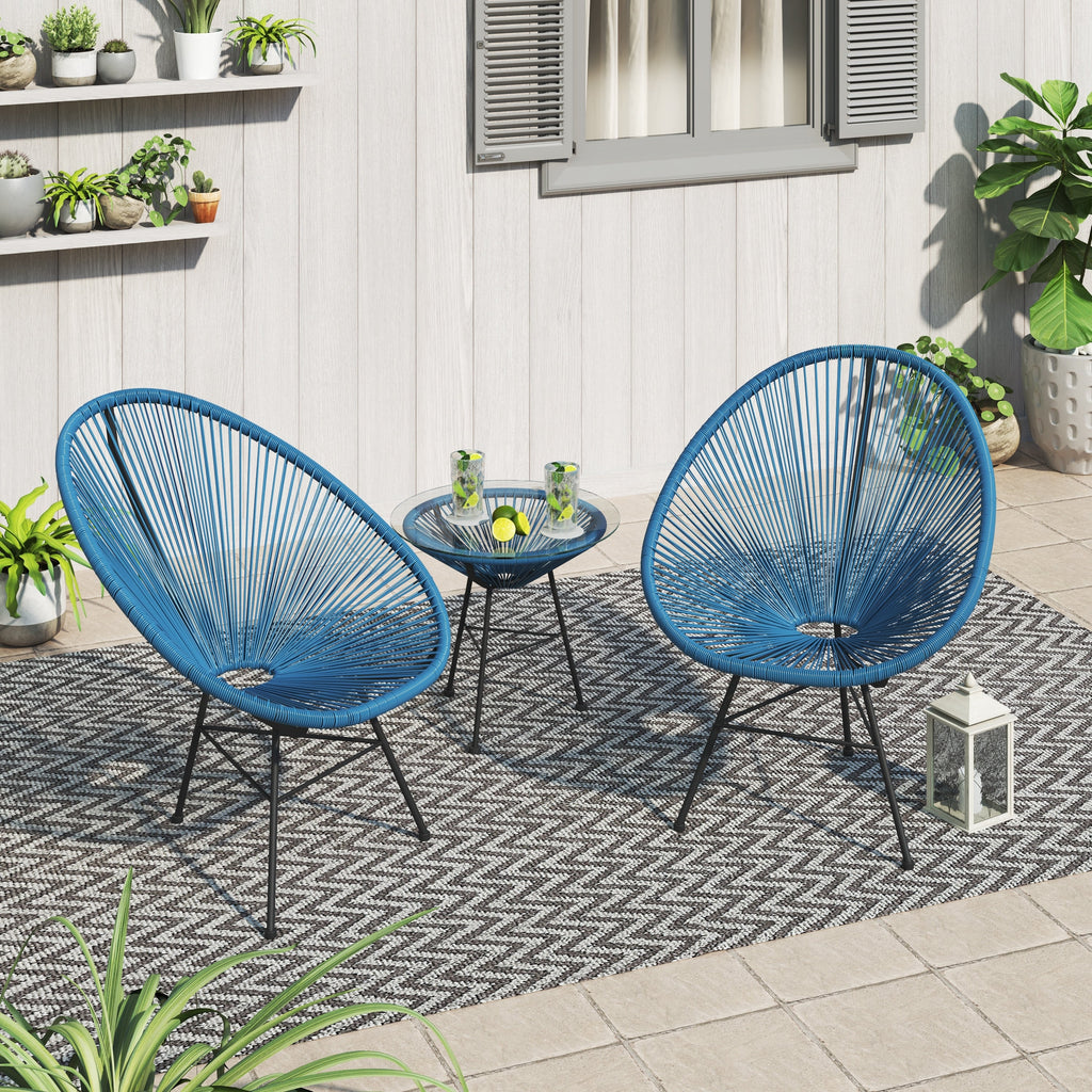 Corvus Sarcelles 3-Piece Modern Wicker Acapulco Bistro Set
