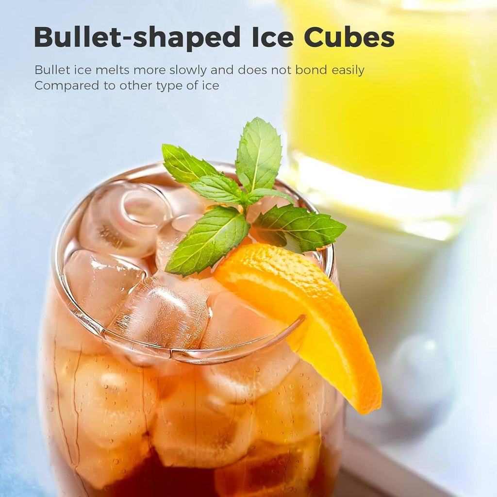 Countertop Portable Ice Maker with Self-cleaning ,9 Bullet Ice Cubes in 6 Mins, Comes with Ice Basket and Ice Scoop