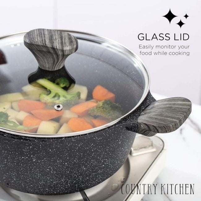 Country Kitchen Non-Stick Cast Aluminum Cookware Set - Durable Kitchen Cookware for Everyday Cooking, 6-11 Pc