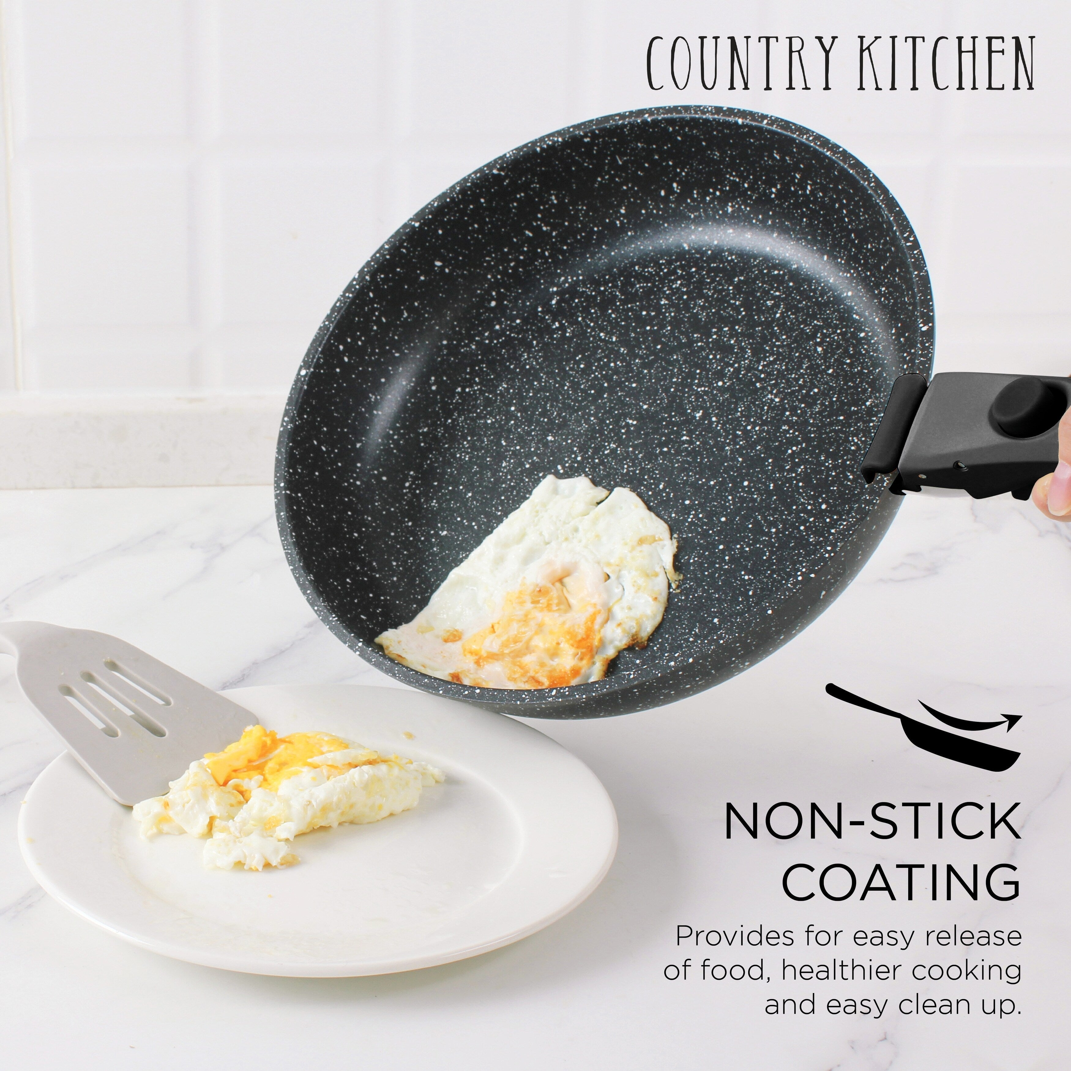 Country Kitchen RV Cookware- 13 Piece Aluminum Pots and Pans with Removable Handle Oven Safe