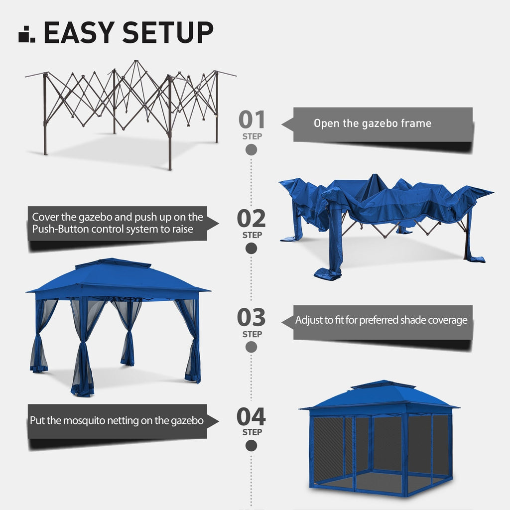 Gazebo escamotable en acier Cozywor de 11 pi x 11 pi avec moustiquaire