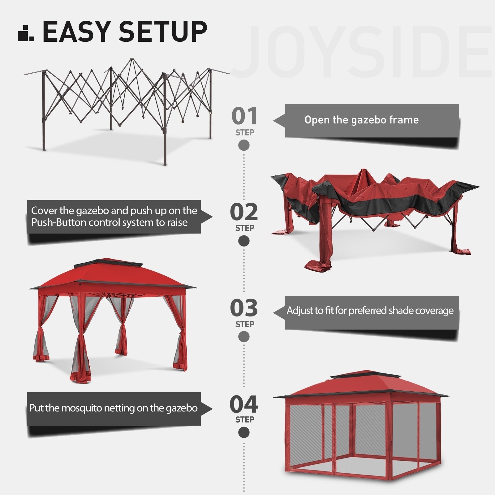 Gazebo escamotable en acier Cozywor de 11 pi x 11 pi avec moustiquaire