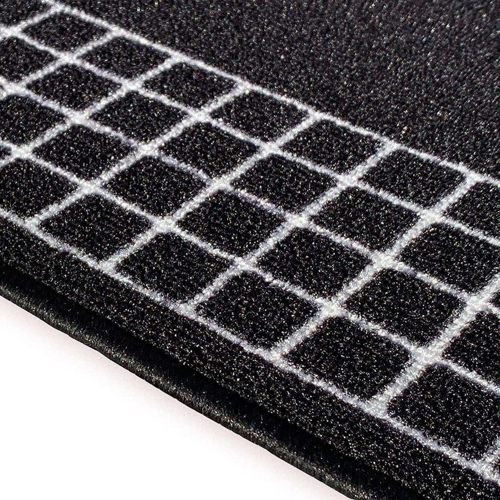 Tapis de couloir contemporain antidérapant à bordure à carreaux, 66 cm de large