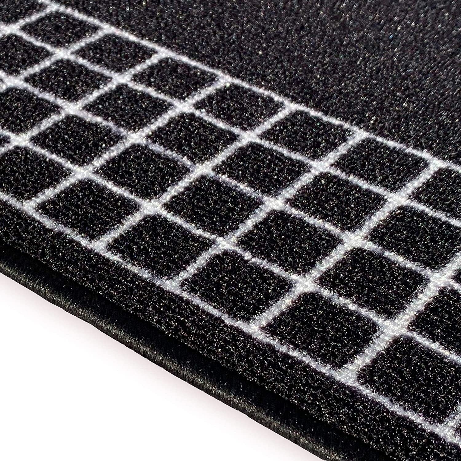 Tapis de couloir contemporain antidérapant à bordure à carreaux, 66 cm de large