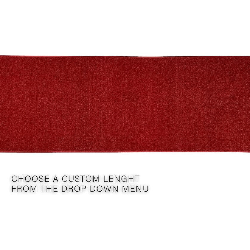 Tapis de couloir sur mesure, uni, beige, marron ou rouge, avec dos en caoutchouc antidérapant - Largeur : 66 cm (26 pouces) x longueur au choix