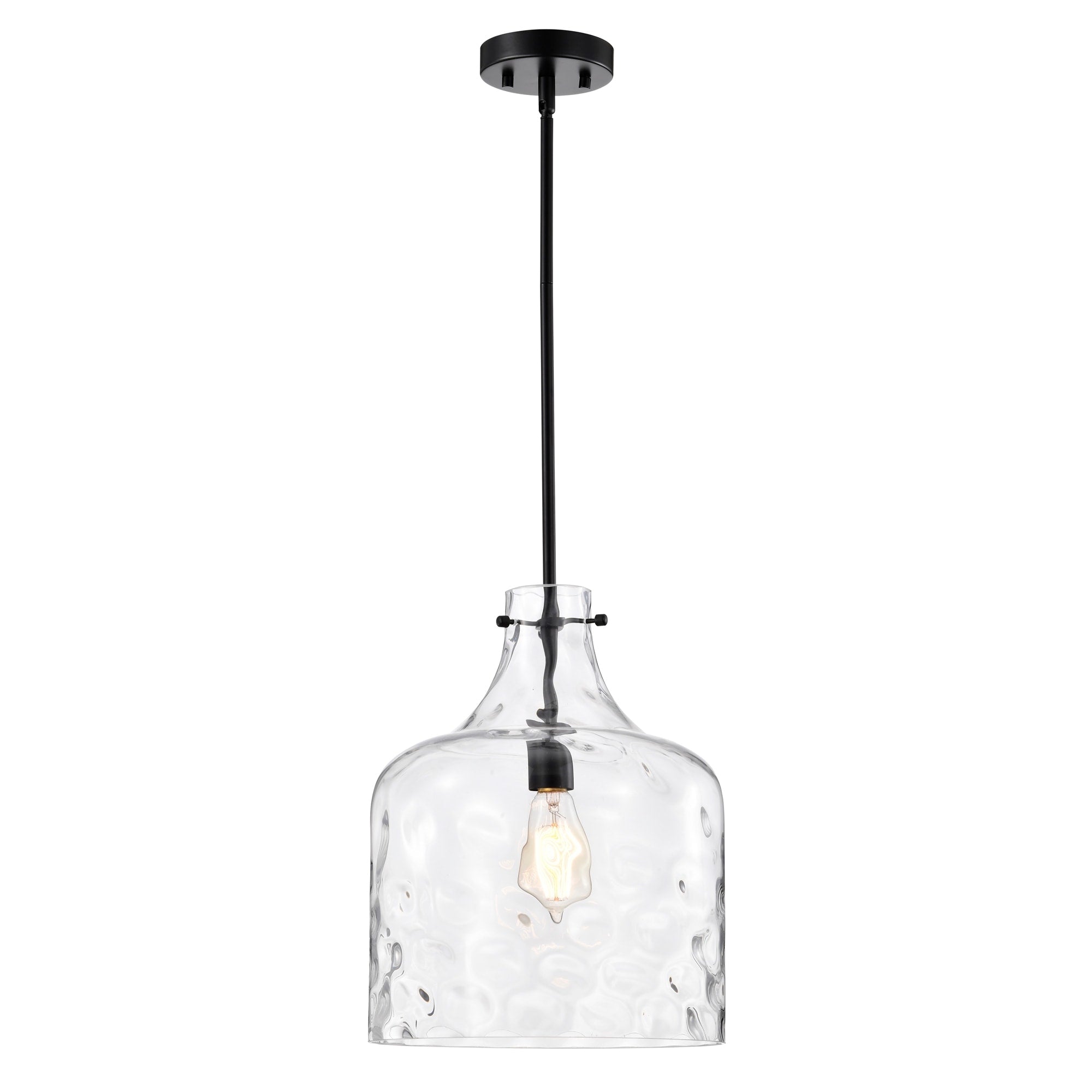 Daelan Clear Dimpled Glass Single Light Pendant Light - 12in