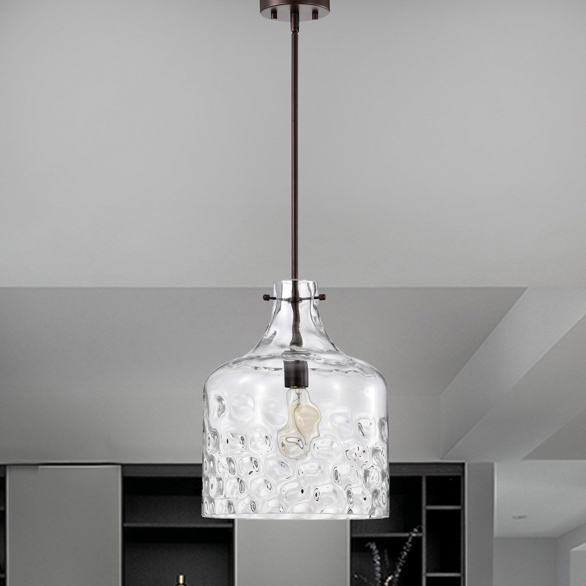Daelan Clear Dimpled Glass Single Light Pendant Light - 12in