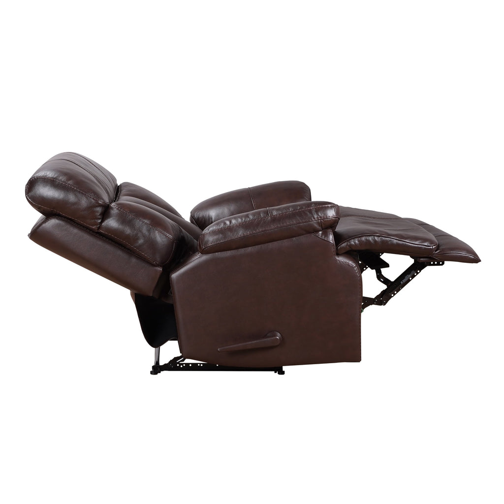 Davin Top Grain Leather Genuine leather Brown Extendable Footrest Manual Recliner