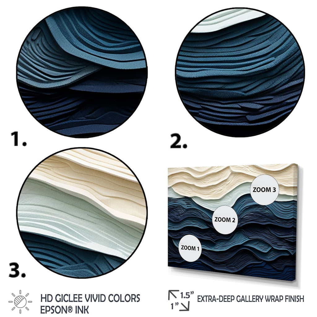 Designart Blue And White Coastal Wave S Edge Coastal Minimalism Blue Wall Decor Coastal Living Room Framed Canvas Art