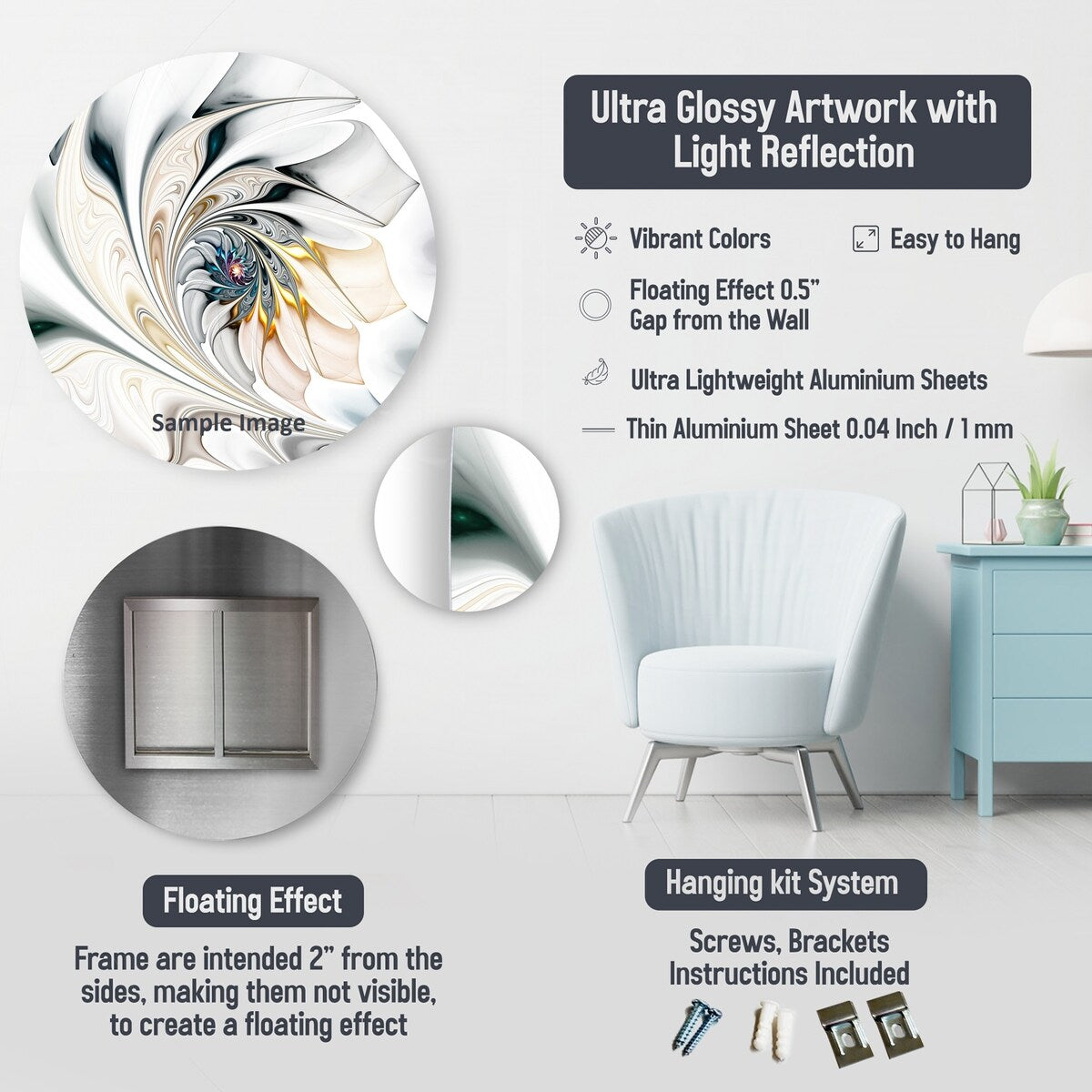 Designart Clouds Prairies Collages VI Art mural moderne en métal