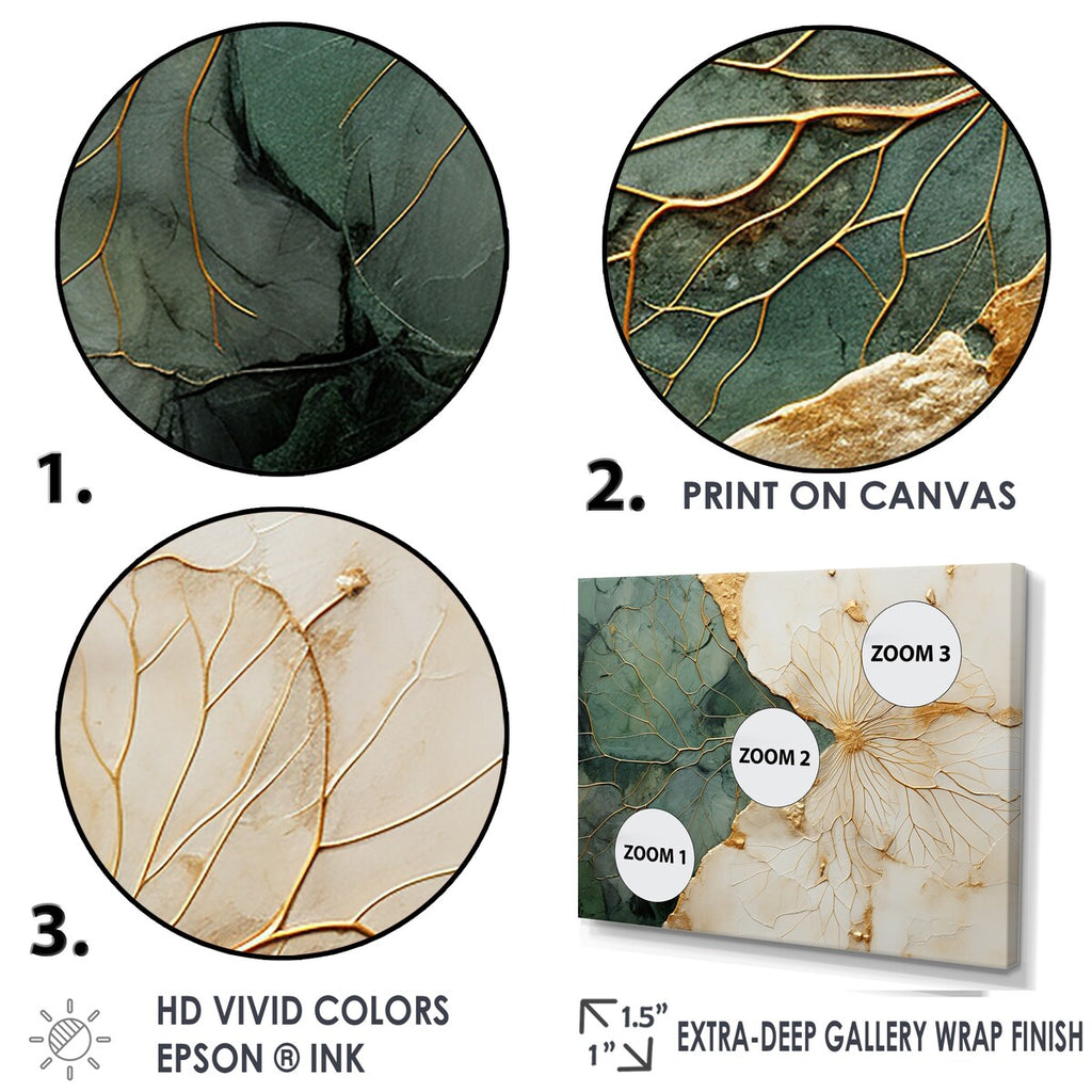 Designart Green Gold Minimalism Poteries I Abstract Spirals Framed Wall Art Living Room