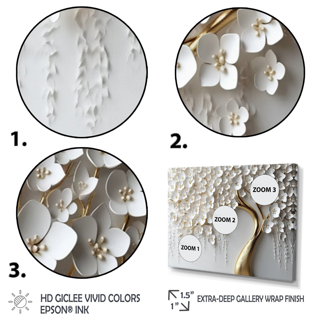 Designart White Orchid Tree Garden Of Branches Iv Tree Floral Framed Wall Art For Living Room