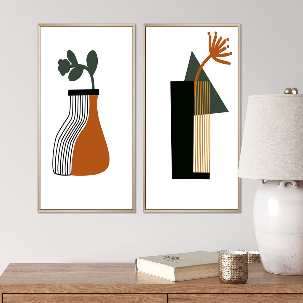 Designart Bohemian Mid Century Geometric Typography VI Geometric Framed Art Set of 2 Pieces