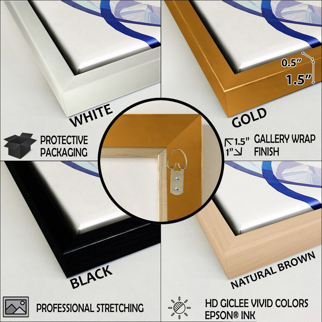 Designart Luxry Blue And Grey Marble Art Ripples II Abstract Framed Canvas Wall Art