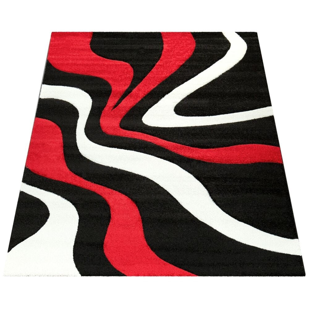 Tapis design à découpe contour et motif vague moderne