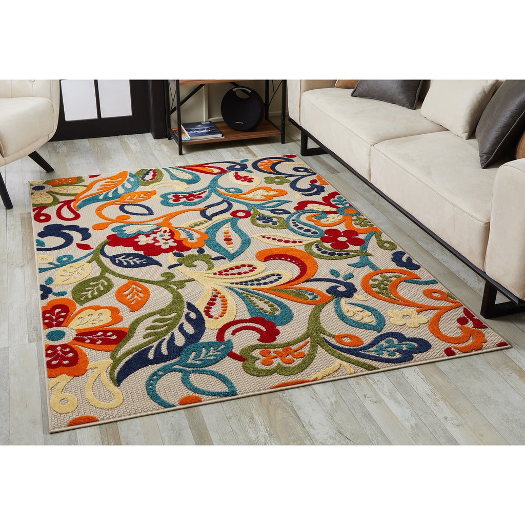 Tapis d'intérieur/extérieur à motif floral Domani Napa