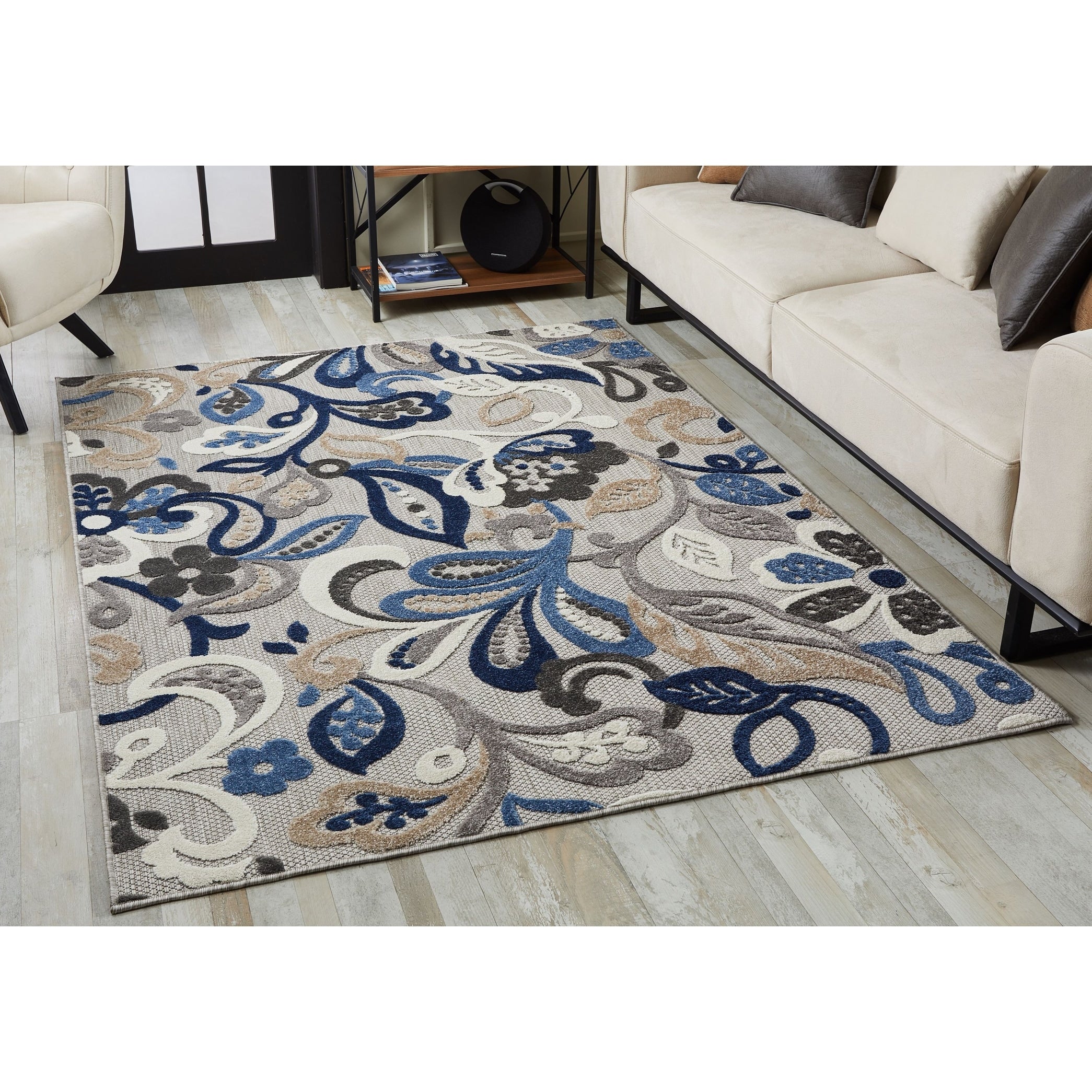 Tapis d'intérieur/extérieur à motif floral Domani Napa