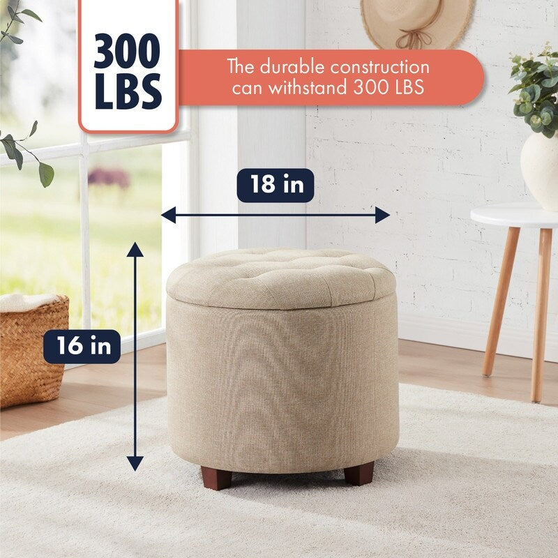 Donovan Tufted Round Storage Ottoman