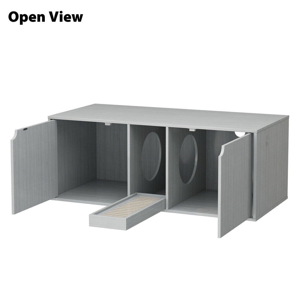 Dual-Compartment Cat Litter Box Enclosure Multi-Functional Furniture