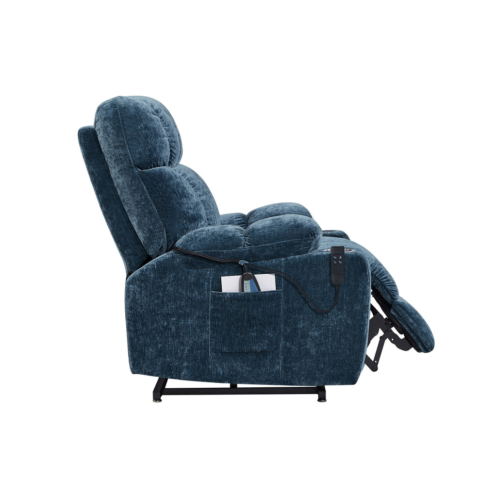 Dual OKIN Motor Lift Recliner for Seniors with Heating, Massage, 180° Lay Flat, and Adjustable Backrest/Footrest
