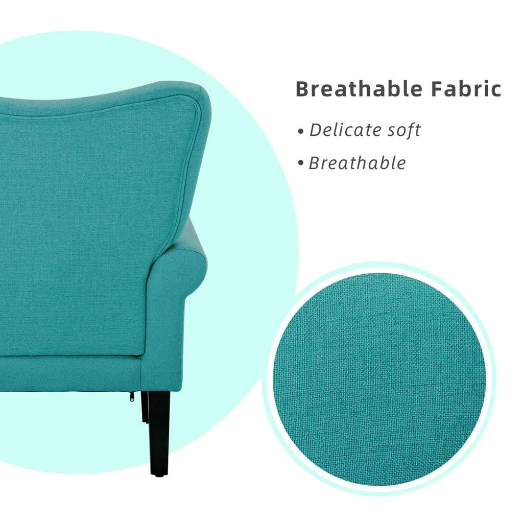 Fauteuil d'appoint moderne Erommy, fauteuil à dossier haut, canapé simple en tissu rembourré avec pieds en bois pour le salon