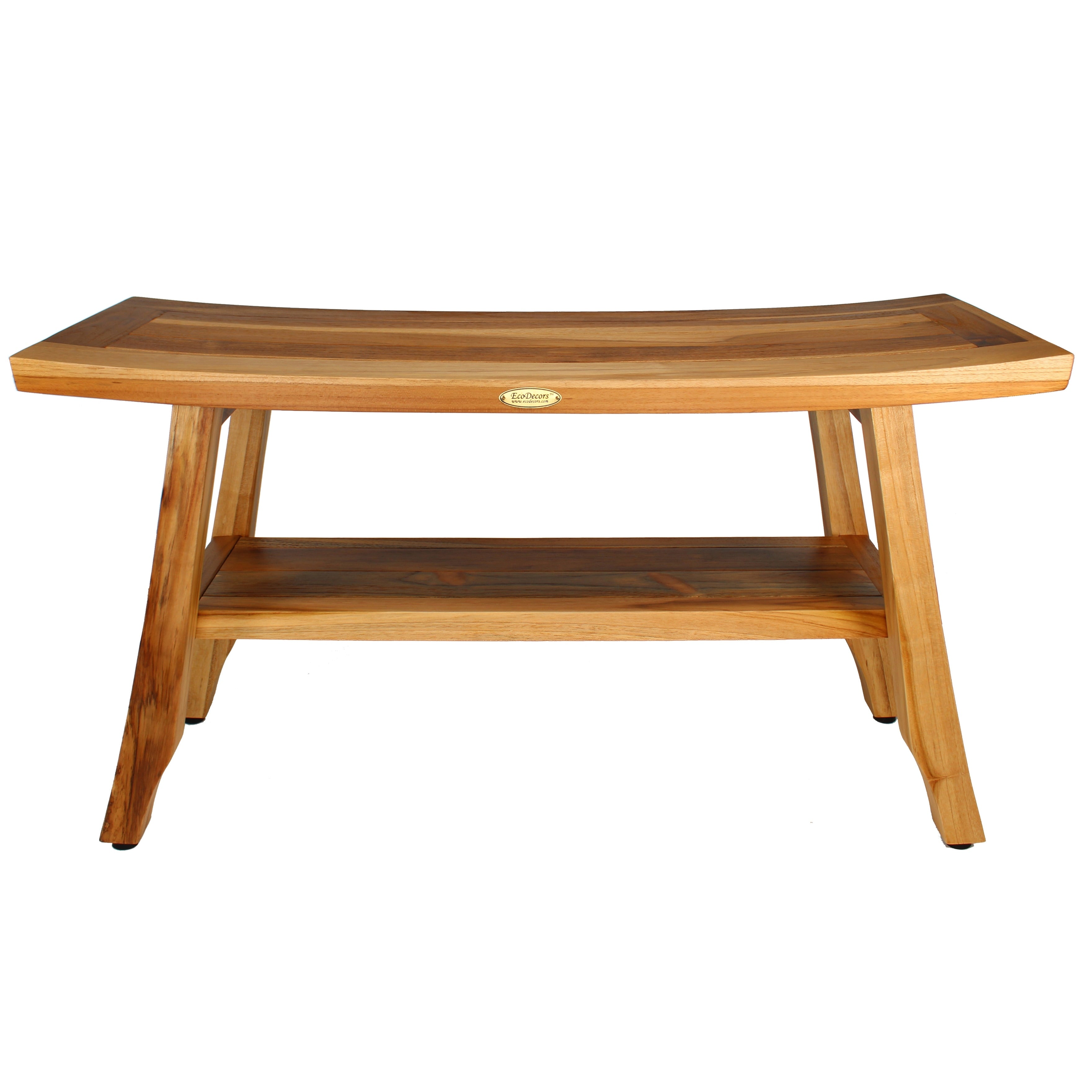 Banc de douche en teck EcoDecors Satori 86 cm, banc en bois, banc de salle de bain, sièges de douche pour adultes, tabouret de douche en teck