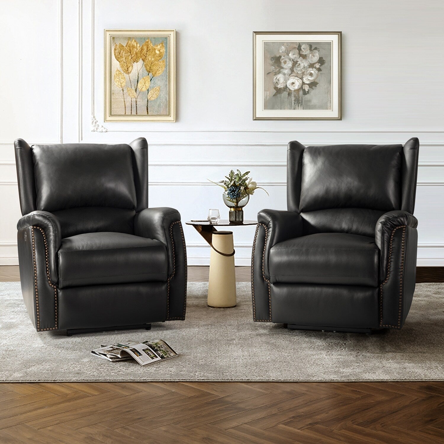 Eduardo Genuine Leather Power Recliner with USB Port Set of 2