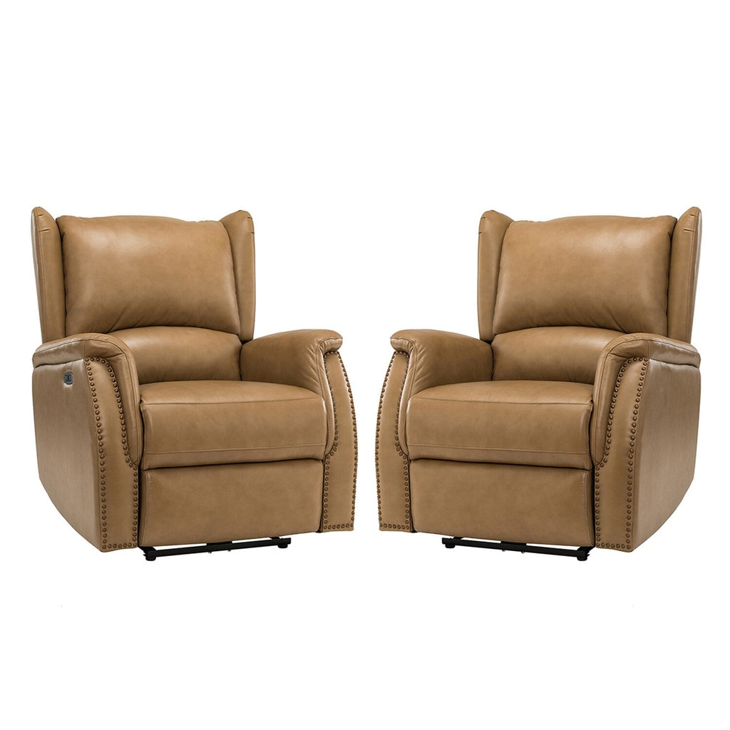 Eduardo Genuine Leather Power Recliner with USB Port Set of 2