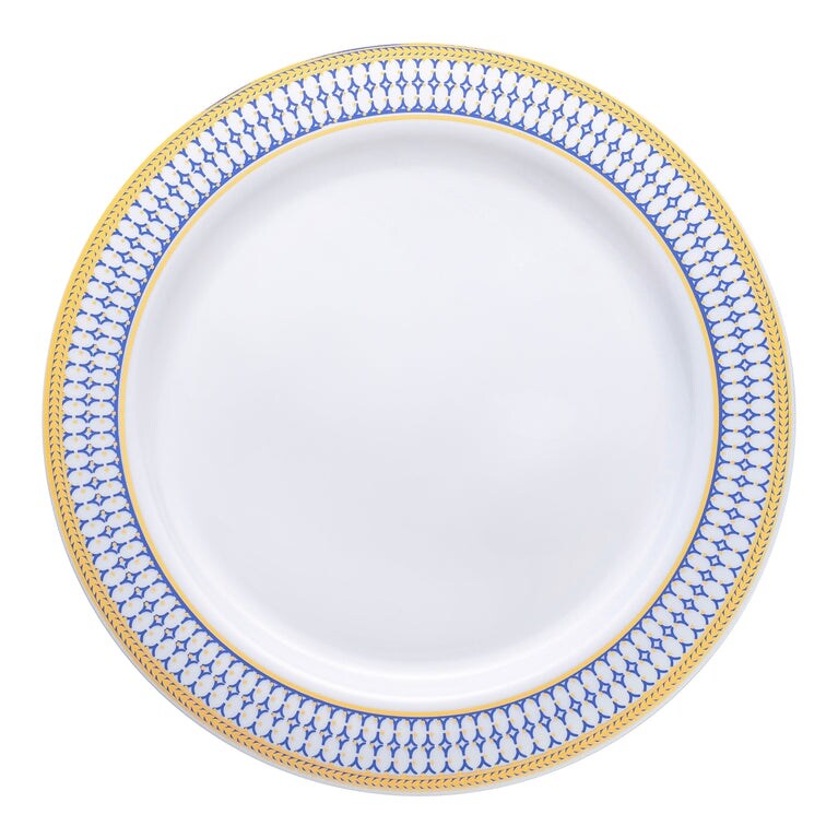 Elegant Gold Chord Rim Disposable Plastic Plate Packs - Party Supplies