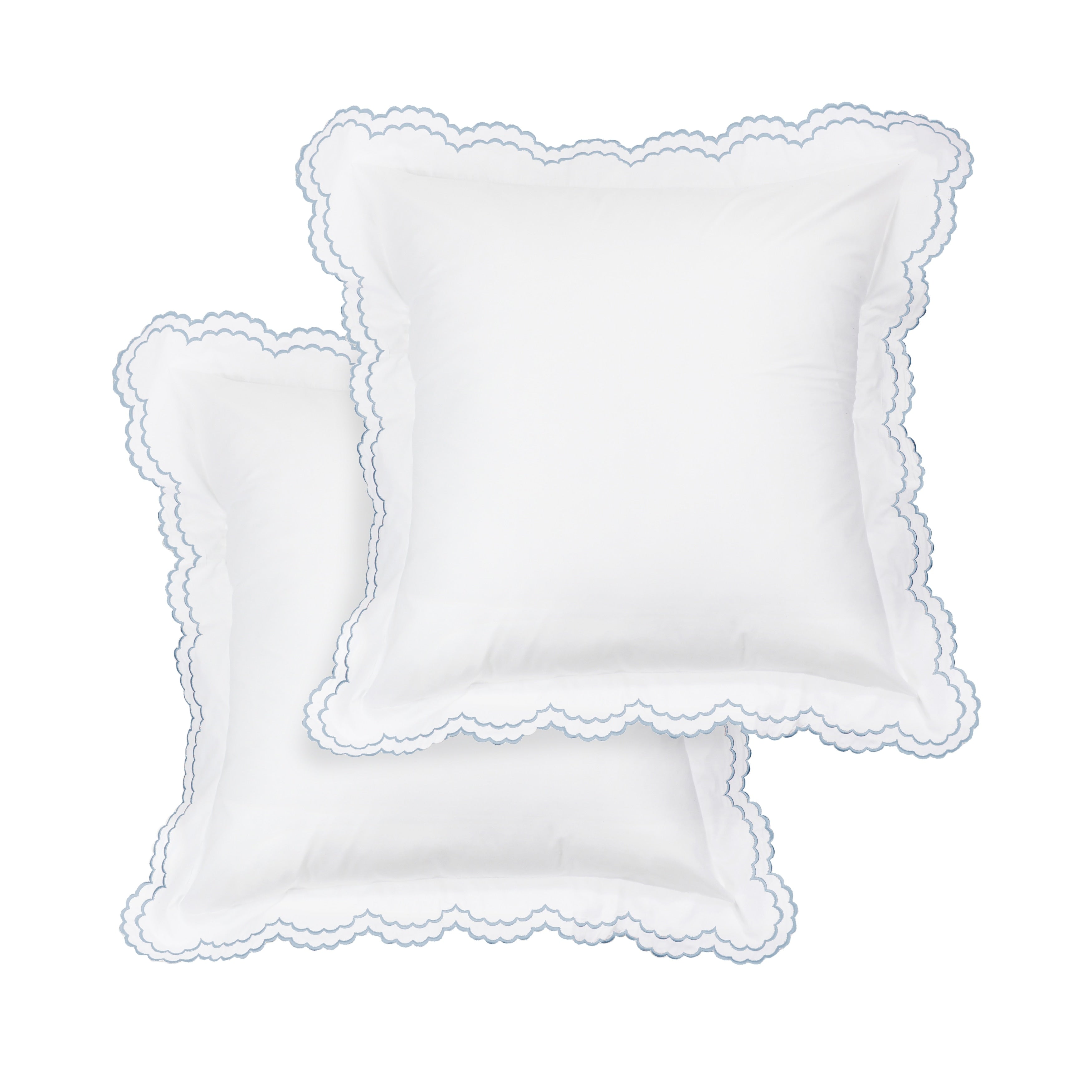 Embroidered Percale Crisp Cotton Double Scallopier Duvet Set and Sham