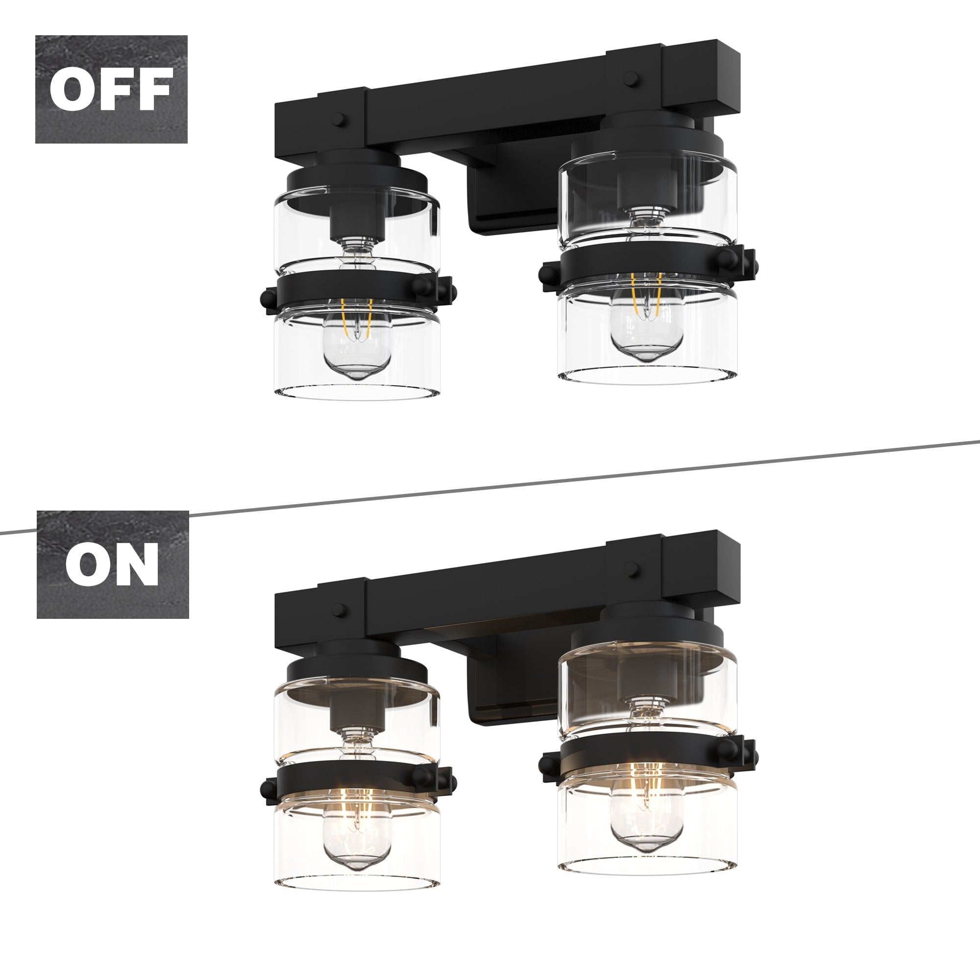 ExBrite Farmhouse 3-lights Bathroom Dimmable Iron Black Vanity Lights Wall Sconces