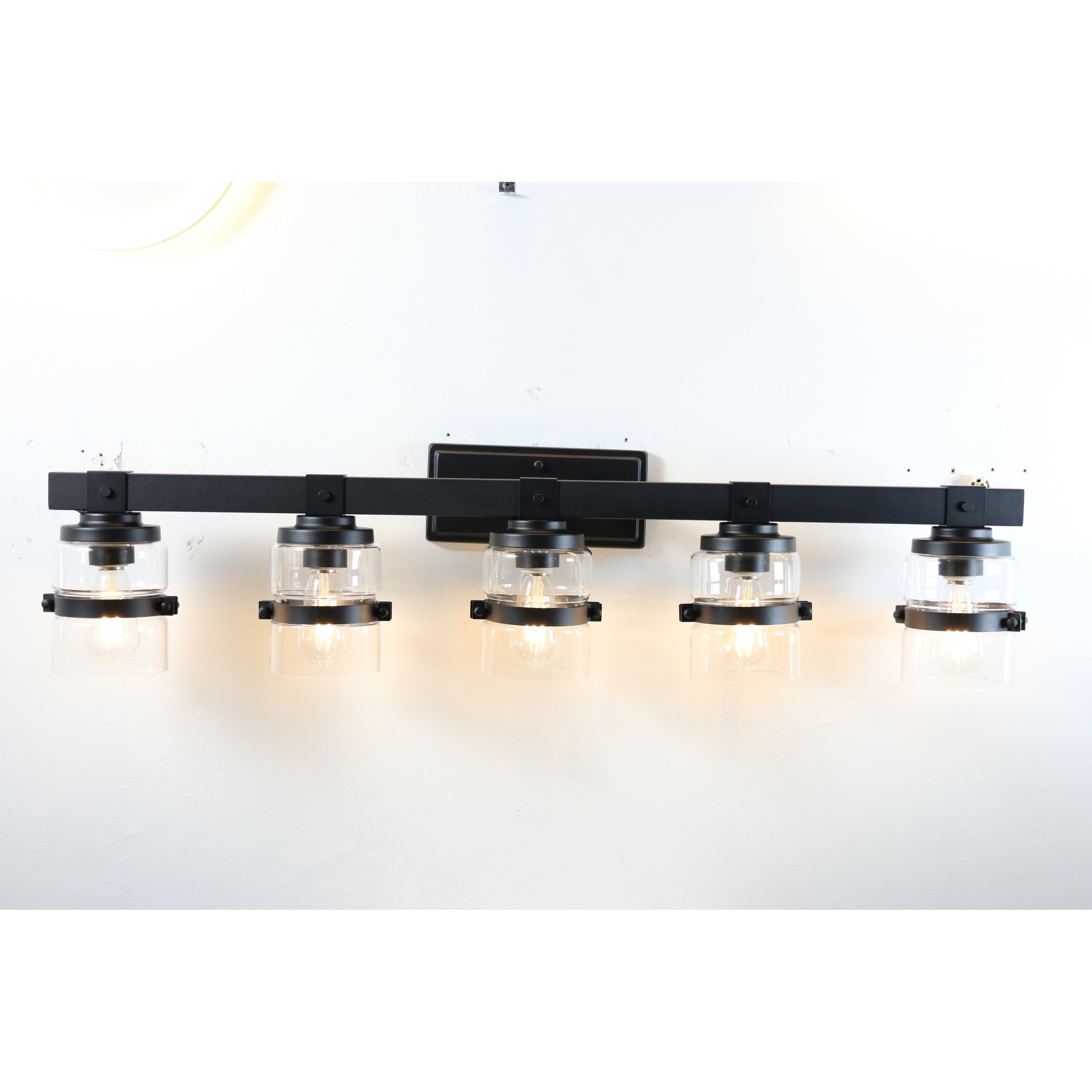 ExBrite Farmhouse 3-lights Bathroom Dimmable Iron Black Vanity Lights Wall Sconces